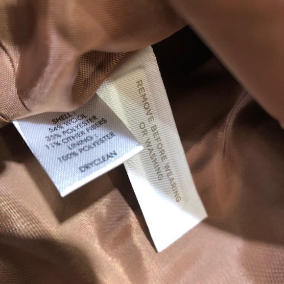 🧥 Ann Taylor LOFT Wool Buffalo Check Swing Coat Yellow/Mustard Navy Medium - Picture 6 of 8